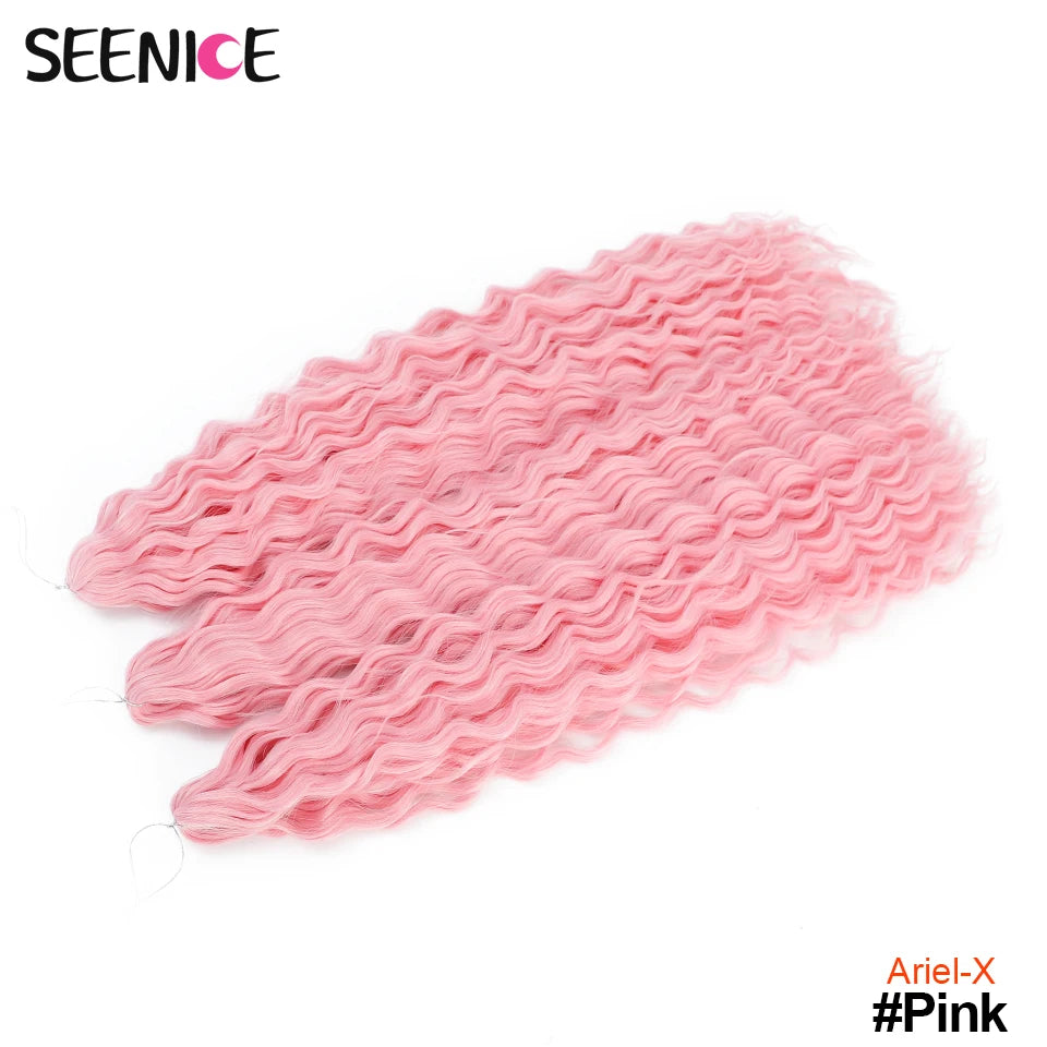 Ariel Curl Hair Synthetic Water Wave Twist Crochet Hair Afro Curls Crochet Braids Ombre Pink Braiding Hair Extension For Women