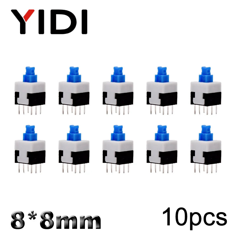 10pcs PCB Tact Tactile Micro Mini Latching Push Button On Off Self Lock UnLock Switch DIP 6 Pin Cap 5.8*5.8/7*7/8*8/8.5*8.5mm