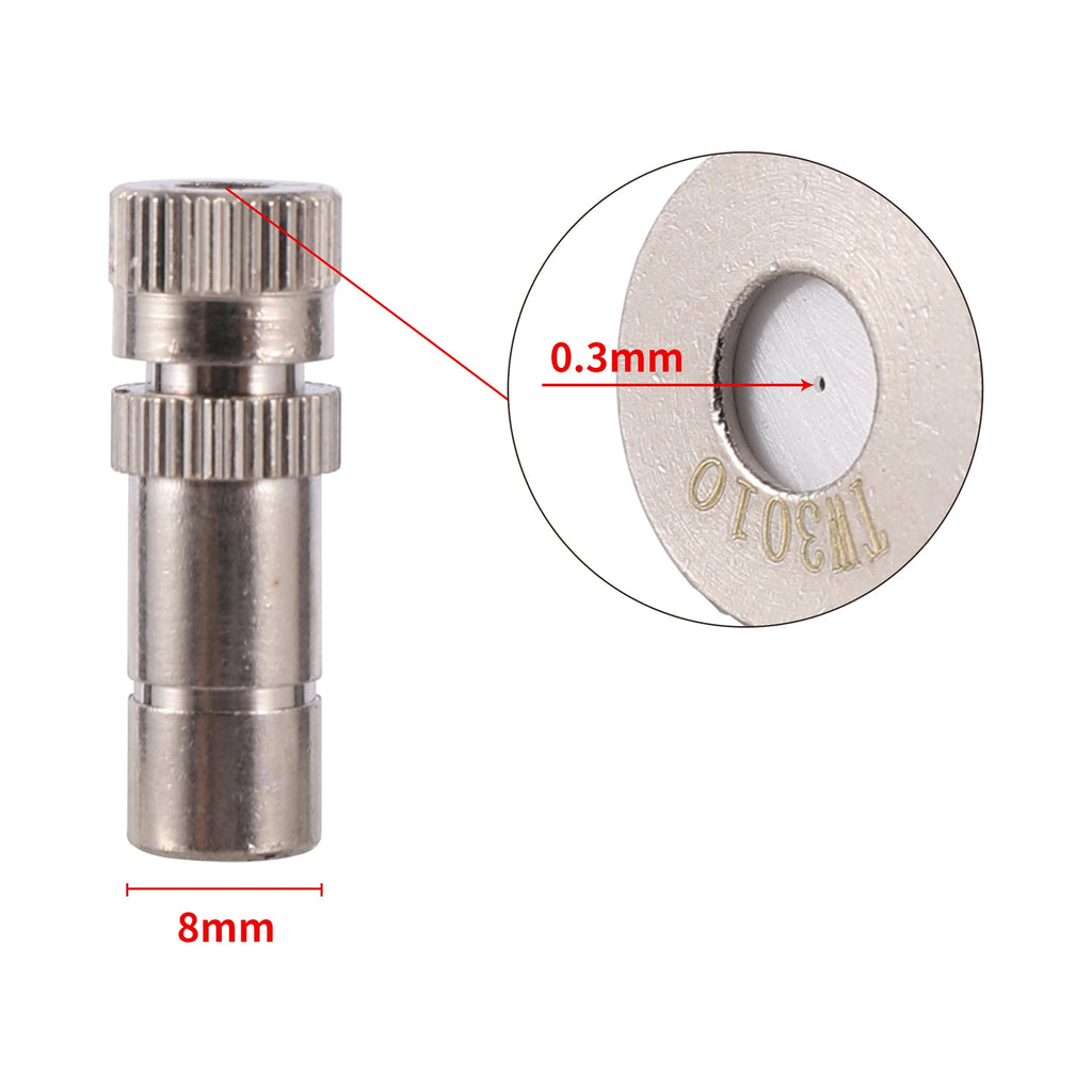 50Pcs Sprayer Nozzle 8mm 0.2~0.6mm Misting Fog Machine Cooling Landscape Dust Removal Disinfection Humidify Water Nebulizer