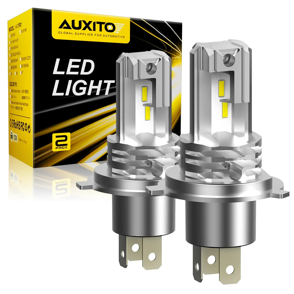AUXITO 1/2X H4 LED Bulb Super Bright HB2 9003 CSP LED Headlight Canbus High & Low Beam for Audi Honda Motorcycle H4 LED Headlamp