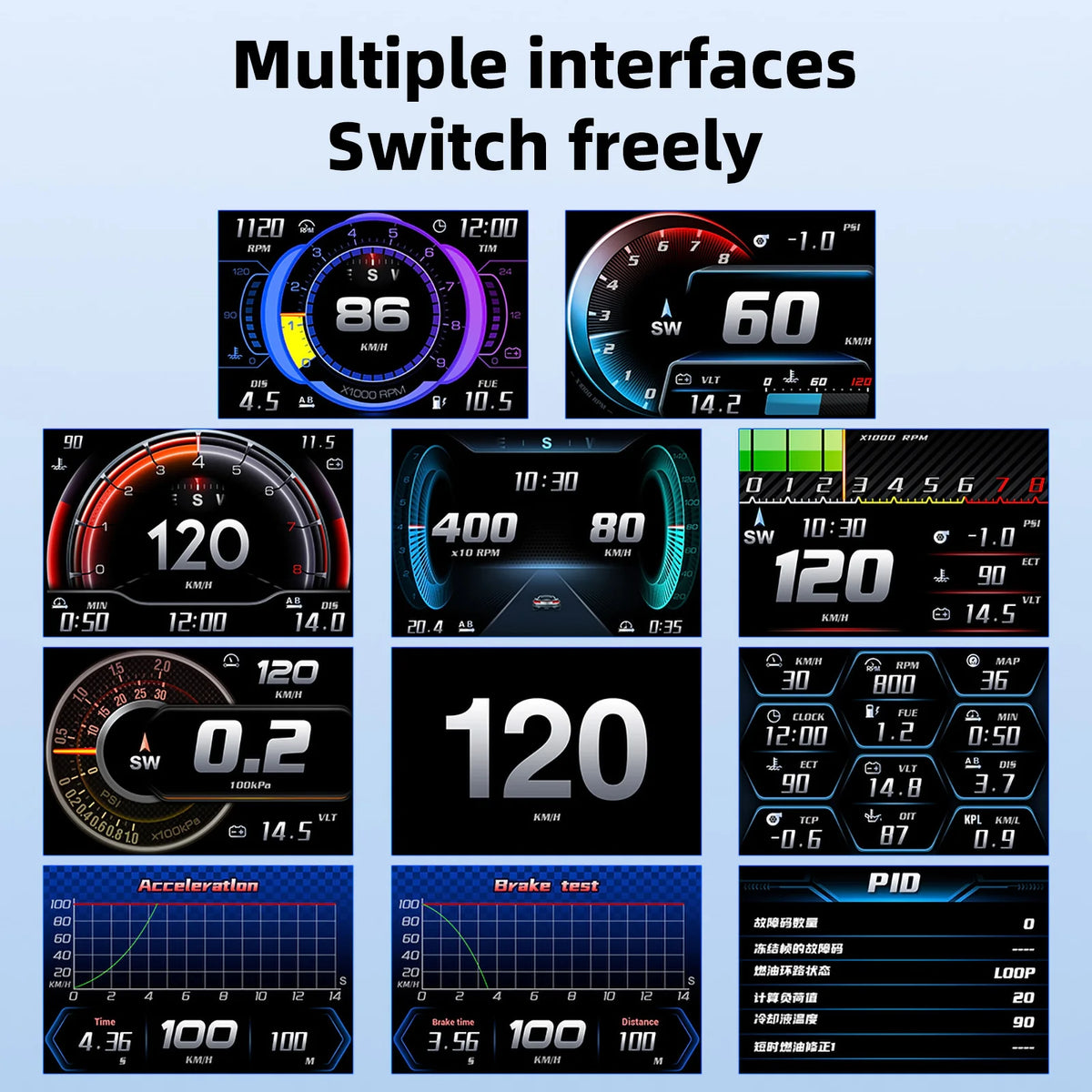 Car GPS+OBD HUD LCD Display OBD2 Head Up Display Car Electronics Accessories Speed Fuel Level RPM Voltage Water Temperature P27