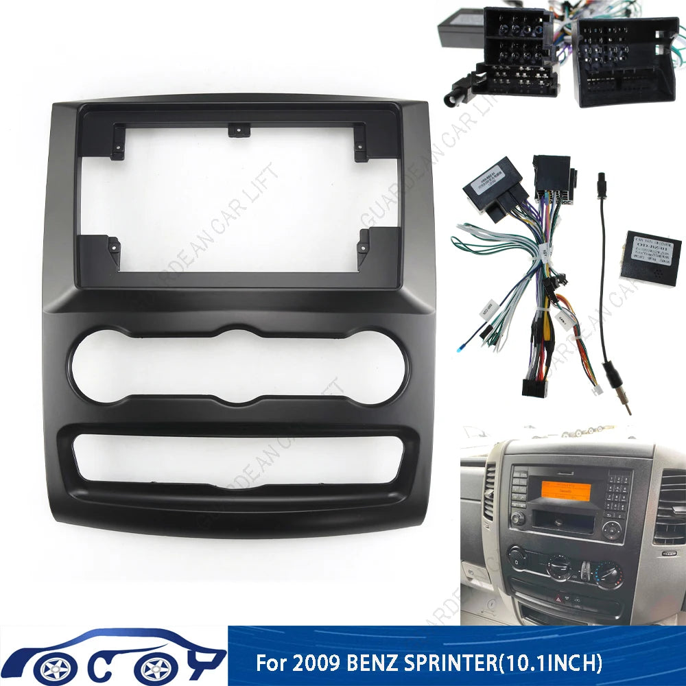 10.1Inch Car Radio Fascias For 2009 BENZ SPRINTER  Android Stereo Frame Player 2 Din Head Unit Panel Dash Trim With cable canbus