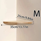 Wall Corner Shelves Wood Floating Wall Shelf Round End Wall Mounted Floating Corner Shelf for Bedroom Living Room and Kitchen
