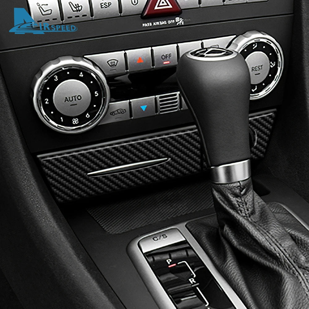 Real Soft Carbon Fiber Trim Sticker For Mercedes Benz SLK R171 2004 2005 2006 2007 2008 2009 2010 Car AC Storage Bottom Panel