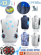G-MACHT Summer Cool Vest Wearable Cooling Fan Vest Air-conditioned Clothes Usb Cooling For Outdoor Work Fishing Short Sleeve