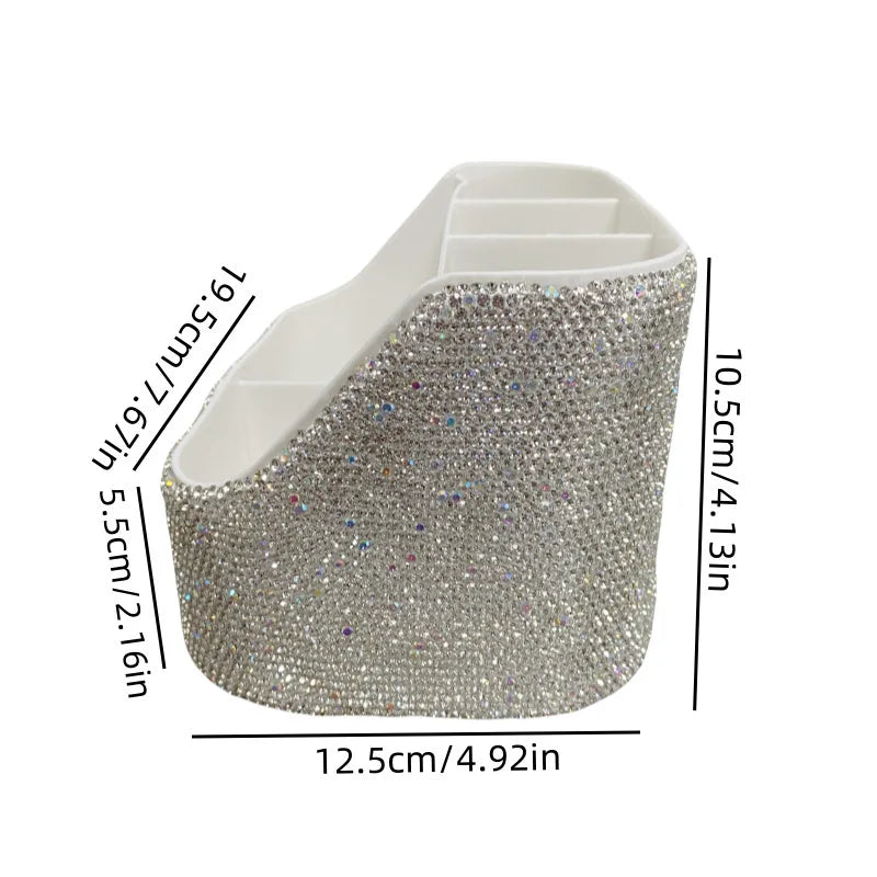 Diamond-encrusted multi-compartment storage box, high appearance level, desktop cosmetics organizing box, large capacity