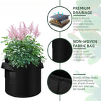 5 Pack Grow Bags, Garden Planting Nonwoven Fabric Pots with Reinforced Handle(3 Gallon，4 Gallon, 5 Gallon, 7 Gallon, 30 Gallon)