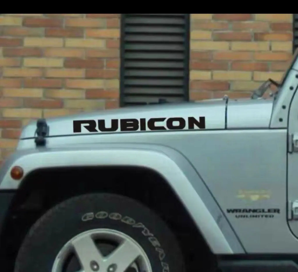 2PCS Rubicon Hood Decal Sticker Letters Graphic Badge Emblem For Jeep Wrangler JK JL JT 2007+