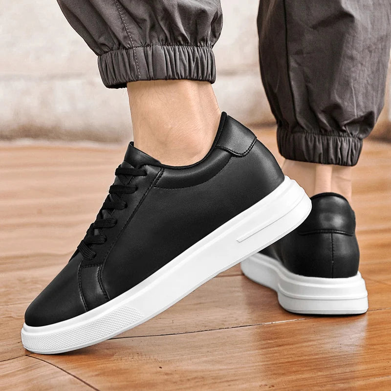 New  Men's Sneakers Elevator Shoes Heightening Height Increase Insole 6-10CM High Heels Shoes Leather Sport Shoes Men Shoes
