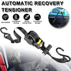 Auto Retractable Ratchet Tie Down Strap with S Hooks, Heavy Duty, Black