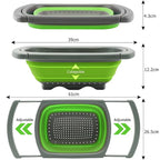 LMETJMA Collapsible Over-the-Sink Colander Strainer with Extendable Handles, Red/Green
