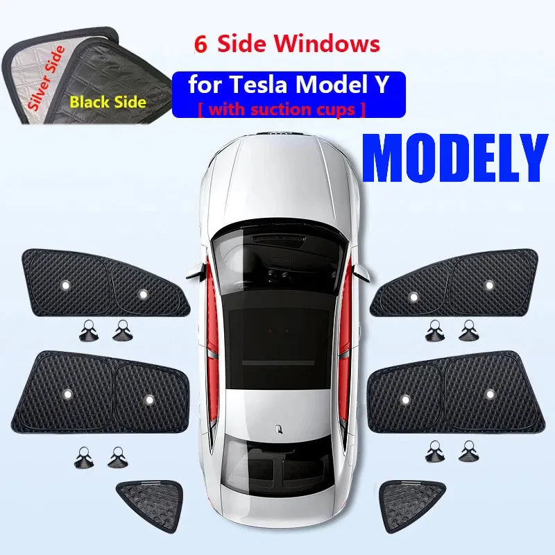 for Tesla Model 3 Y S X 2025-2020 26 Privacy Sunshade Side Window Sun Shades Front Rear Windshield Blind Shading Outdoor Camping