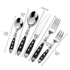 Hotel Stainless Steel Table Knife Fork Spoon Sets Teaspoon Teafork Steak Knife Cutlery Restaurant Serviing Set Black Wood Handle