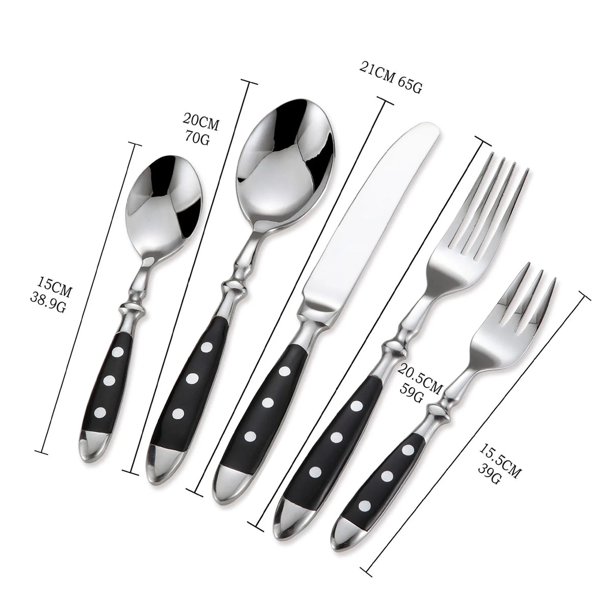 Hotel Stainless Steel Table Knife Fork Spoon Sets Teaspoon Teafork Steak Knife Cutlery Restaurant Serviing Set Black Wood Handle