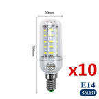 10pcs/lot E27 E14 LED Lamp 220V 230V Led Bulb SMD 5730 Led Light 24 36 48 56 69 72 LEDs Corn Bulbs Chandelier for House Lighting