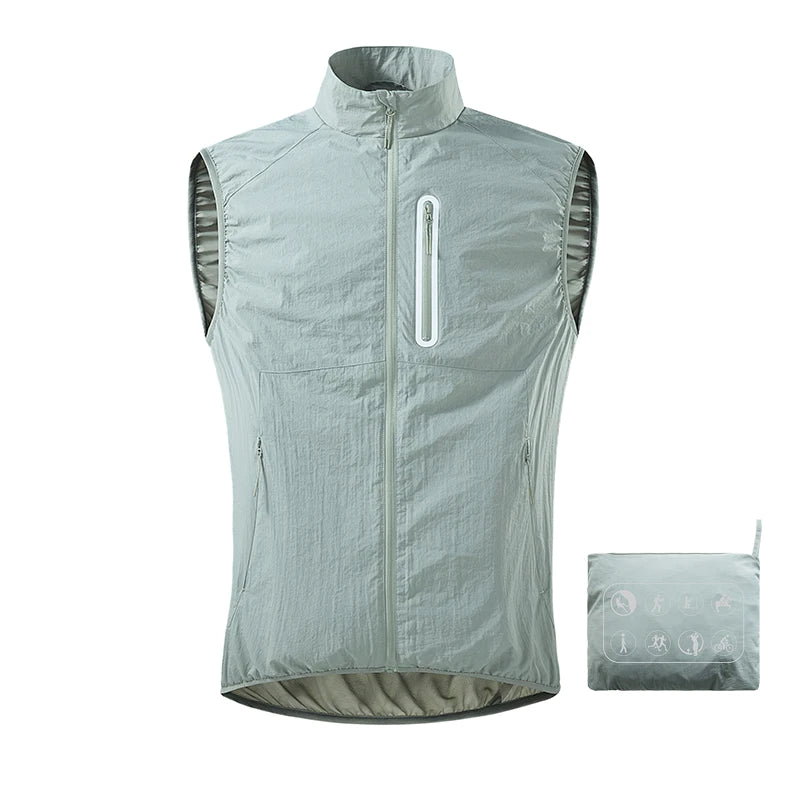 JNLN Unisex Waterproof Running Hiking Vest Sleeveless Packable Jacket Black Green Gray
