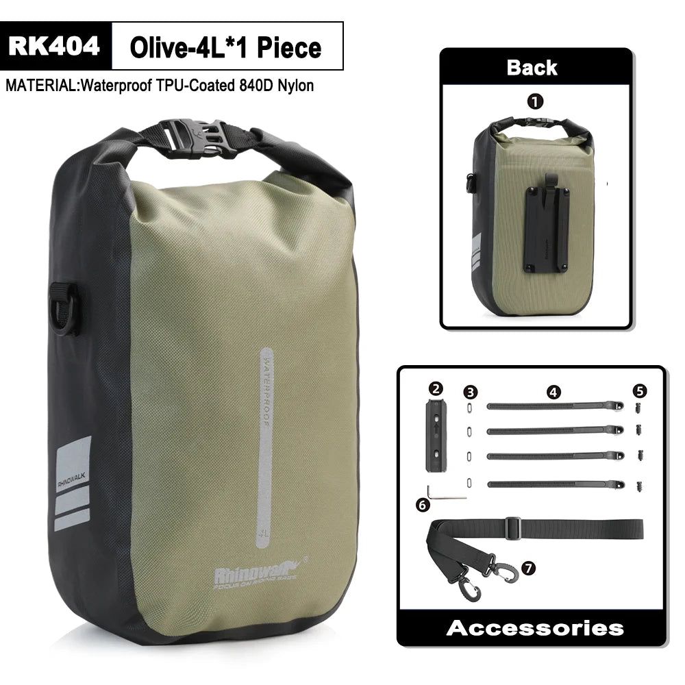 Rhinowalk Bicycle Front Fork Bag Waterproof Quick Release 4L/6L, Black Blue Olive Orange