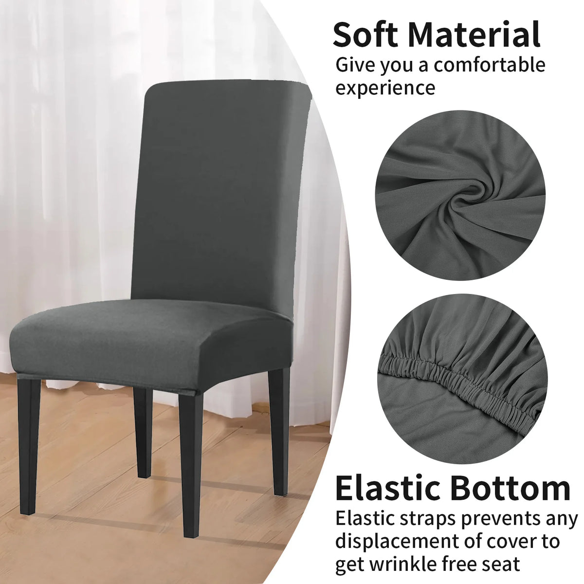 4Pc Set High Stretch Dining Chair Cover Elastic Slipcover Removable Non Slip Seat Protector for Living Room Home Kitchen Wedding