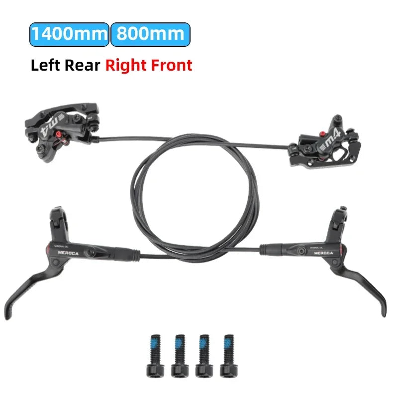 MEROCA M4 4-piston Hydraulic Bicycle Brakes Front Rear Kit 4 Piston Disc Brake Oil Brake MTB Compatible with 160mm Rotor