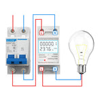 GTRIC Electric Energy Meter 2P Single Phase  LCD Digital Display DIN Rail Mounting 2-wire Electric Meter Wattmeter AC 230V 50Hz
