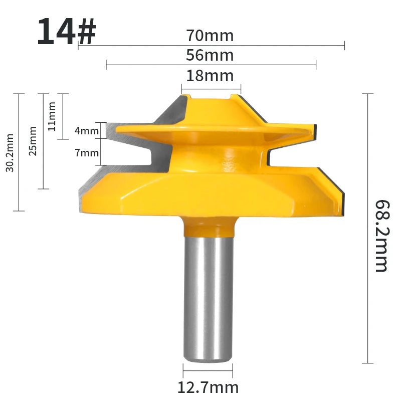YUSUN 1PC 45° Degree  Lock Miter Router Bit  Woodworking Milling  Cutter For Wood Tools