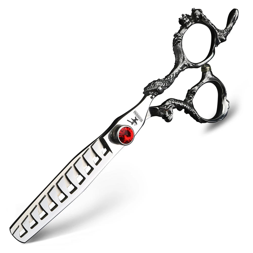 6 "7" Dragon Handle Japanese 440C Steel Barber Scissors Professional Cutting and Thinning Scissors
