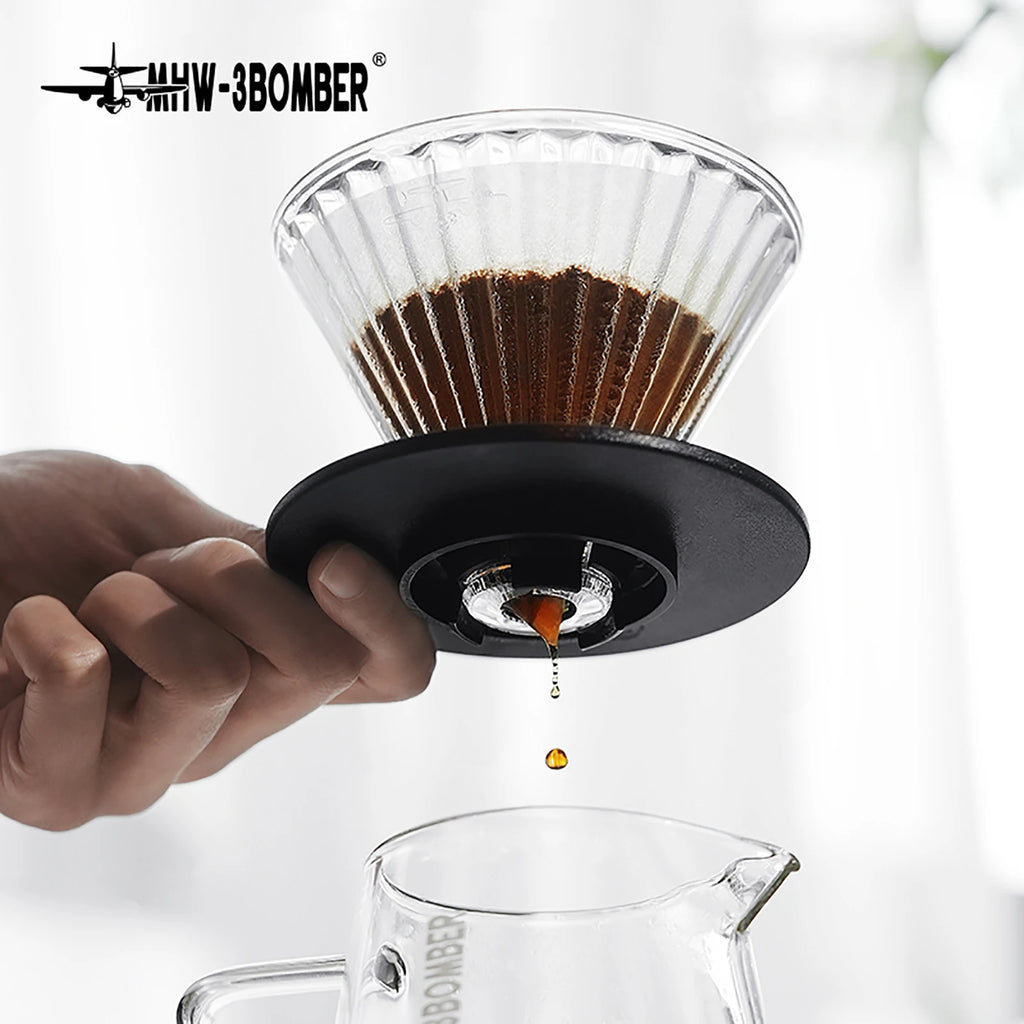 MHW-3BOMBER Pour Over Coffee Filter Cup Reusable Glass Dripper, Transparent