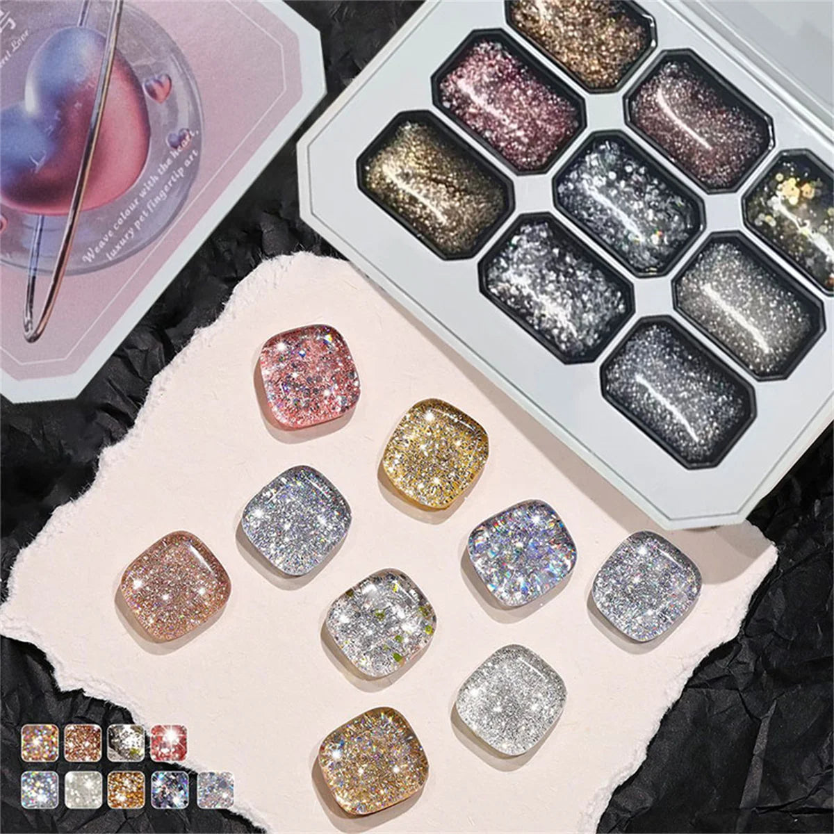 Starburst glitter solid gel nail polish, soak off UV/LED nail art gel, 1pc, style 01