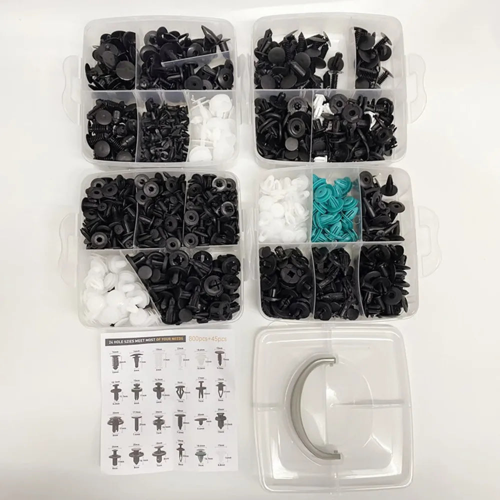 800Pcs-100pcs Car Plastic Retainer Clips Set Auto Fender Push Pin Rivet Door Trim Panel Retainer Car Bumper Fasteners Clips Tool