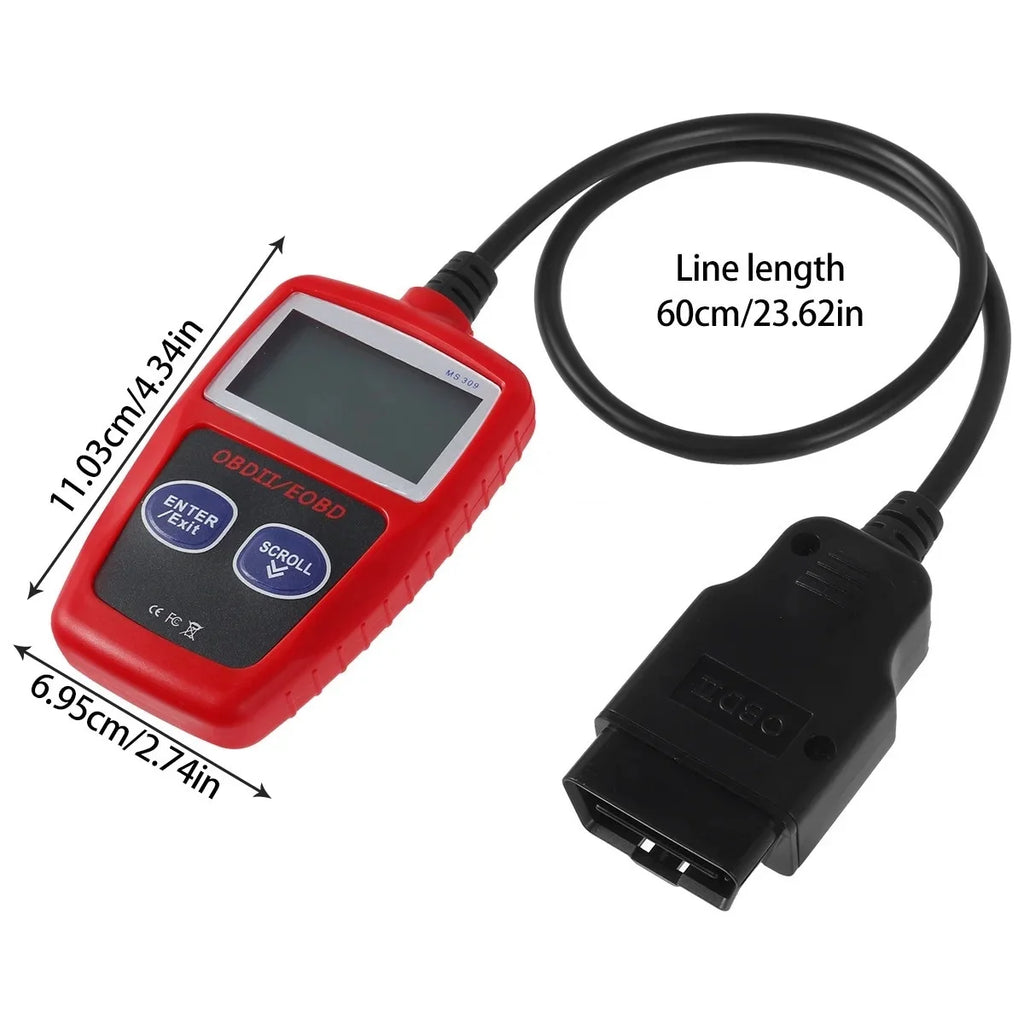 OBD2 Car Diagnostic Scanner Code Reader Fault Code Clear Tool, Red, 1pc