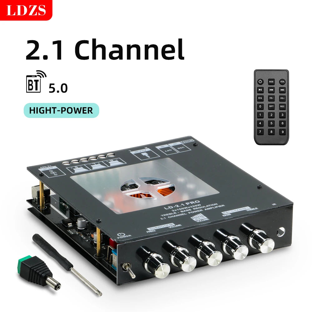 2.1 Channel Bluetooth Amplifier Board 320W with Bass/Treble Control, AUX, DC 12-32V
