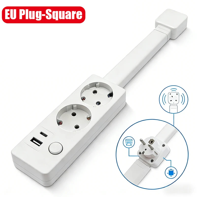 Electrical Wall Plug Rotates Electrical Outlet Extender Adjustable Length Power Outlets Extender Power Socket  for NightStand