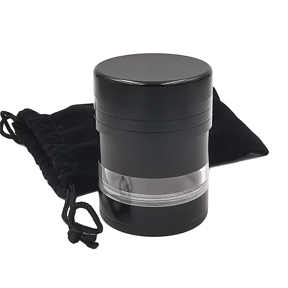 New 55MM Toothless Manual Metal Herb Grinder Spice Crusher Large-capacity Portable Toothless Design Transparent Screen Catcher