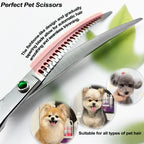 wingsbro 8/7 inch Pet Grooming Scissors,Dog Curved Scissors ,Pet Curved Thinning Scissors,Dog Shark Scissors