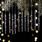 Transparent Acrylic Icicle Christmas Ornaments Xmas Tree Hanging Pendant Crystal Twisted Icicle Snowflake Home Party Decoration
