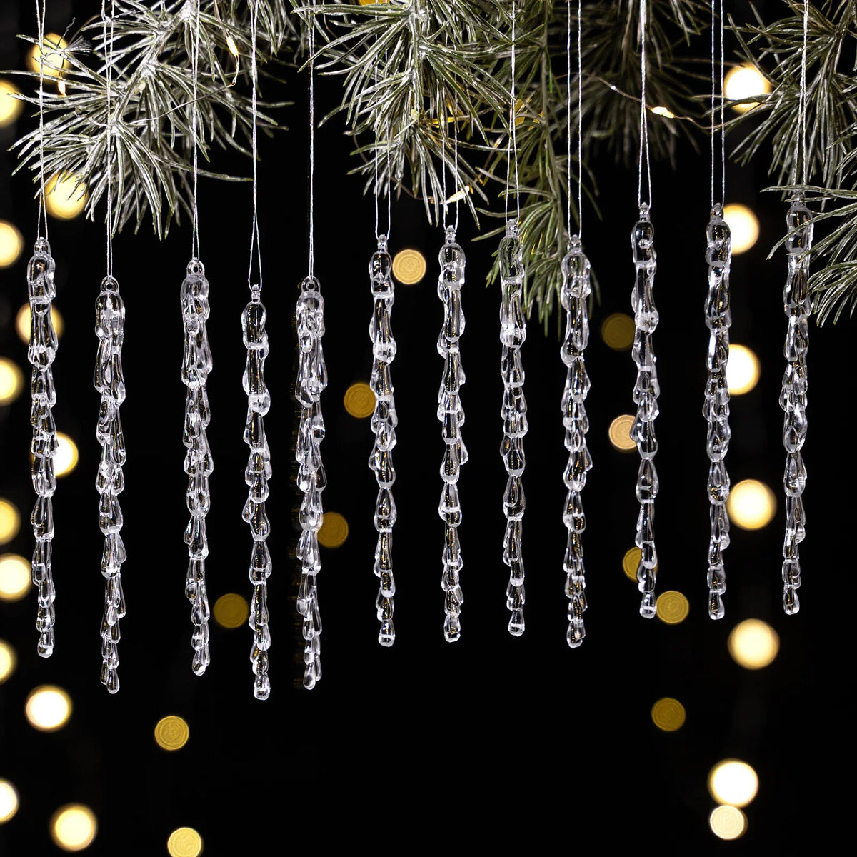 Transparent Acrylic Icicle Christmas Ornaments Xmas Tree Hanging Pendant Crystal Twisted Icicle Snowflake Home Party Decoration