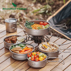 Boundless Voyage Titanium Bowls Dishes Set with Folding Handle Outdoor Camping Portable Plate Saucers Tableware 5 Packed Ti1096T
