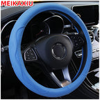 PU fiber leather embossed car has an inner ring steering wheel cover suitable for 14.5 - 15 inch round car decorations.