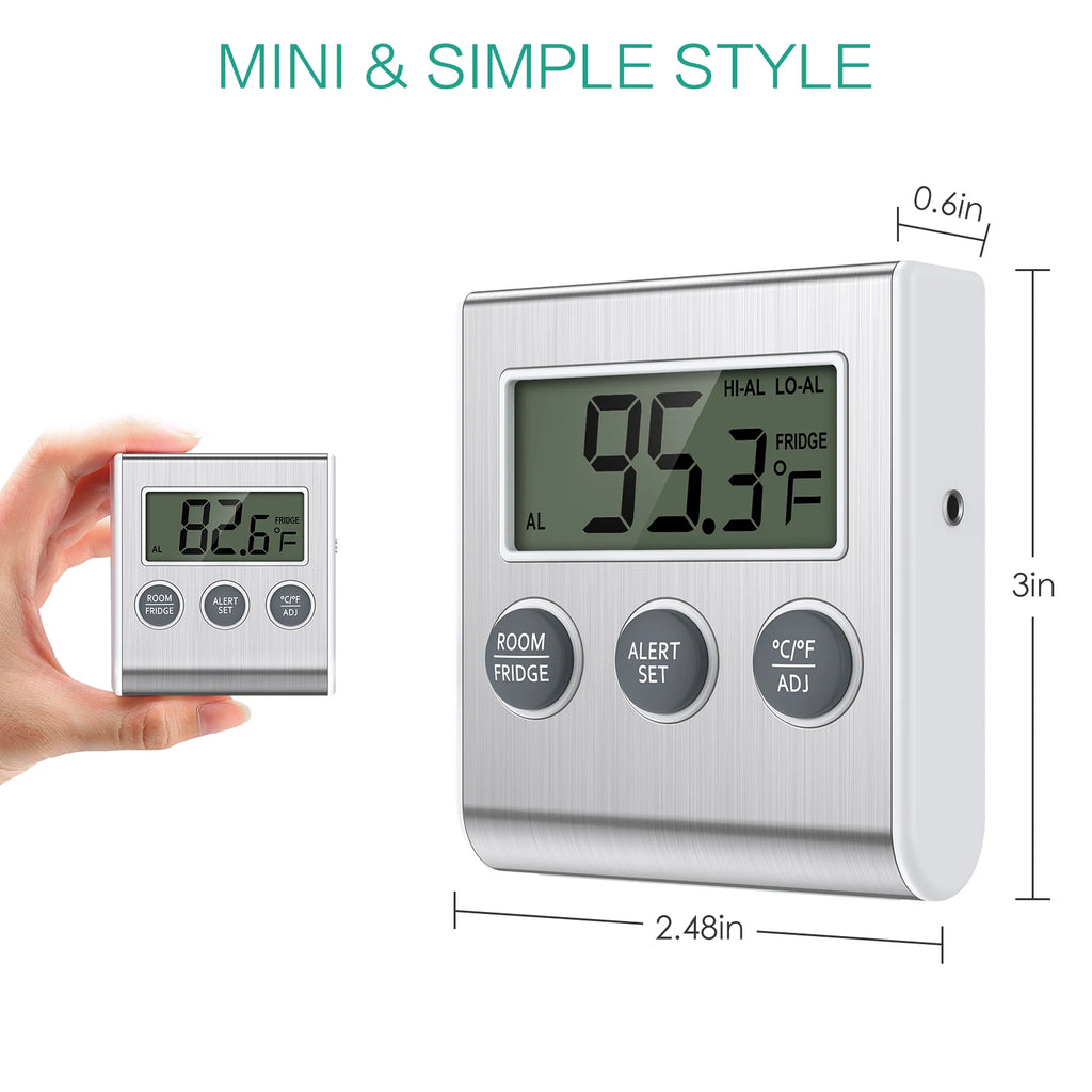 ORIA Refrigerator Thermometer Freezer Thermometer with  External Probe Digital FridgeThermometer for Home Kitchen Restaurants