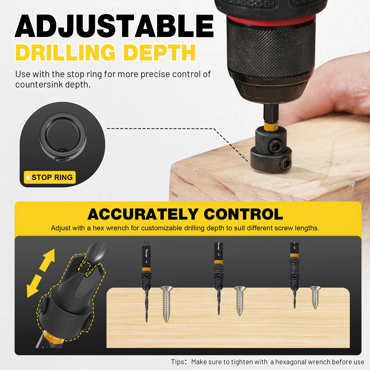 TOLESA 18PC Countersink Drill Bit Set, Tapered Drill Bits for Wood, with Wood Plug Cutter, Extension Bit Holder, Screwdriver Bit