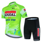 New 2026 SOUDAL Quick Step Men Summer Short Sleeve Cycling Jersey Set Breathable Quick Drying Cycling Clothes Shirt 19D Cushion