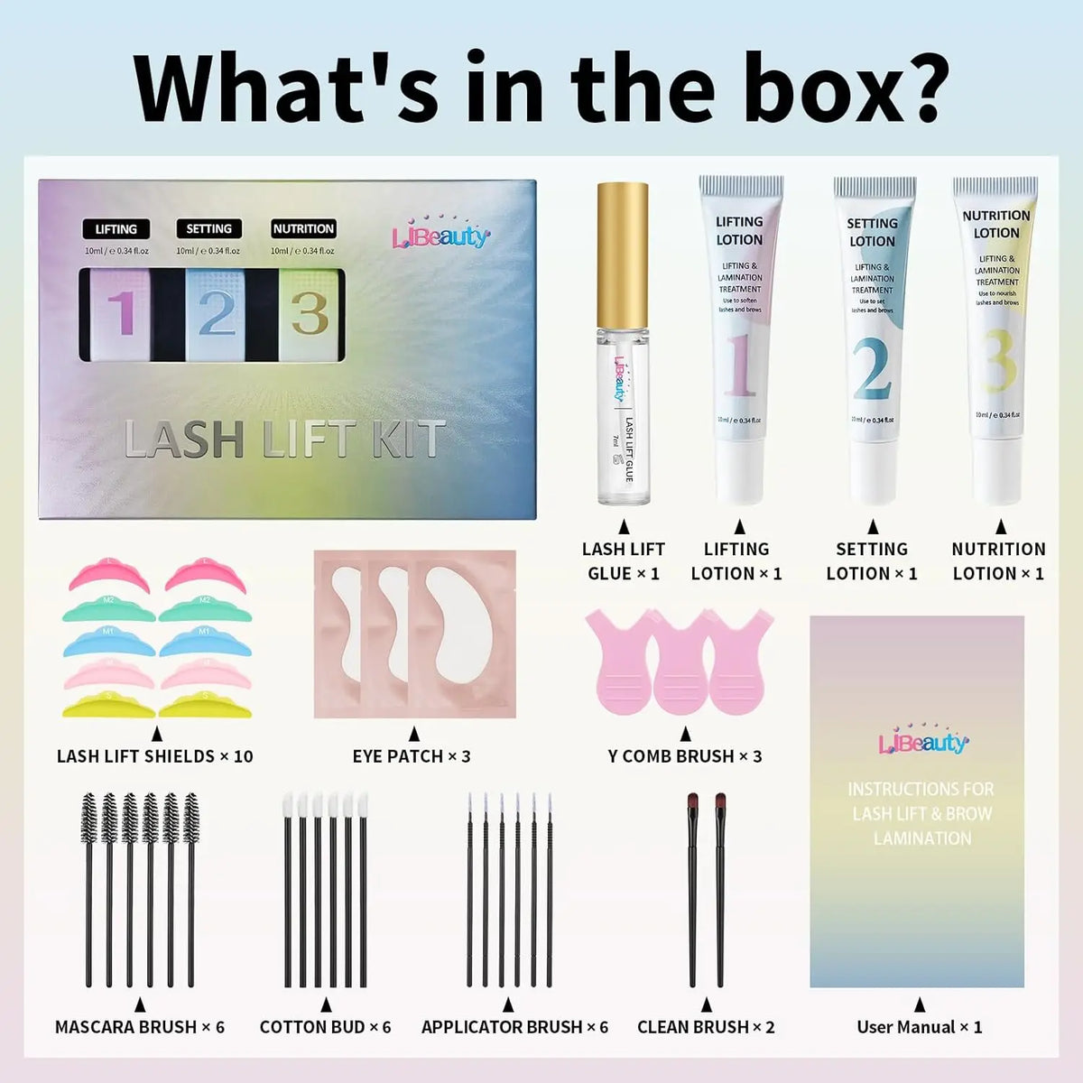 Libeauty Lash Lift & Brow Lamination Kit 10ml Total, Lifting 5ml + Setting 5ml