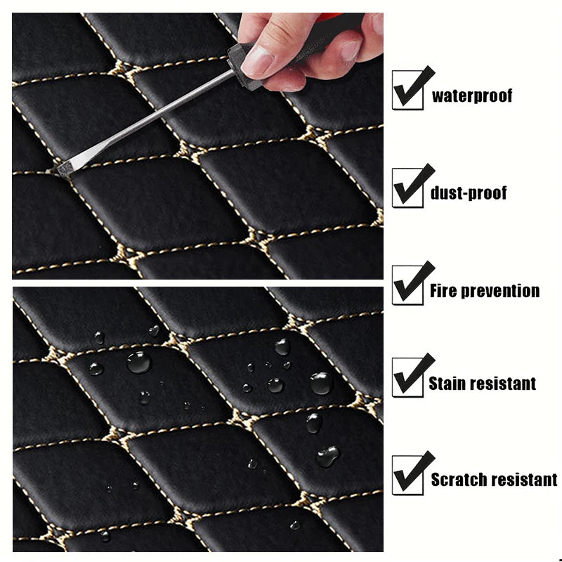 Universal 5pcs Car Floor Mats Set PU Leather Waterproof Dustproof Full Coverage, Multiple Colors