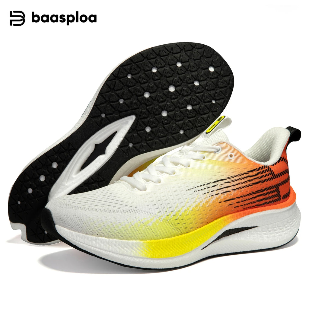 Baasploa Men Women Running Sneakers New Brand Carbon Plate Mesh Breathable Male Female Professional Training Unisex Sport Shoe