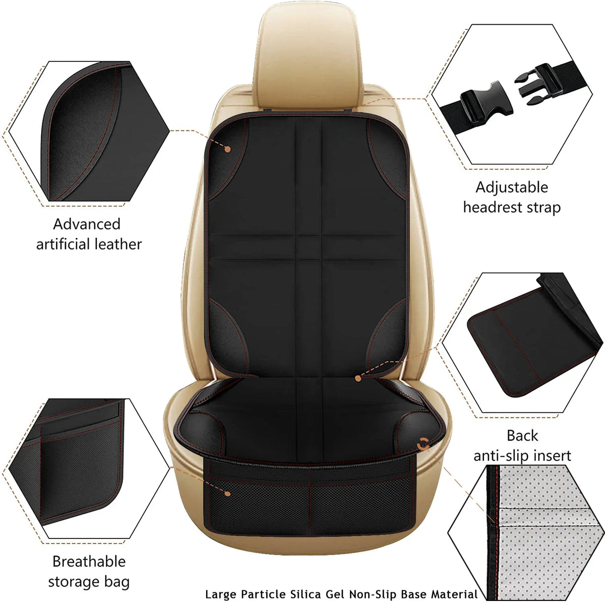 Car Seat Protector Cover for Child Baby Pet Universal Fit Non-Slip Waterproof Anti-Scratch Stain Resistant with Storage Pockets