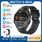 2026 New Watch 6 Max Smart Watch Men GPS Altitude Air Pressure Heart Rate Health Monitoring Bluetooth Call Business Smartwatch