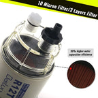 R12T Fuel Filter Water Separator Complete Kit - Marine SPIN-ON R12T Filter Replaces S3240 120AT NPT ZG1/4-19 Fit 3/8 Inch NPT Ou