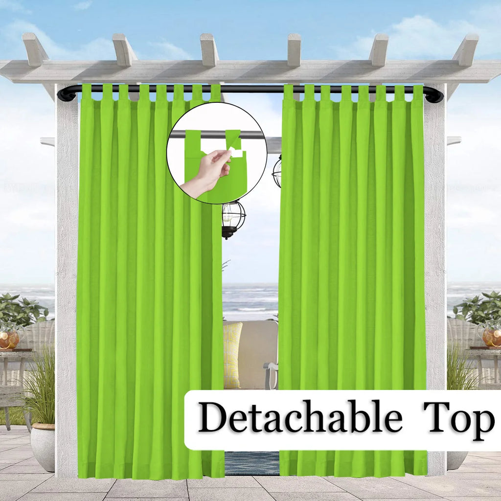 1PC Sun-Blocking & Waterproof Curtain - Easy-Hang Tab Top for PatioPergola & Gazebo Decor