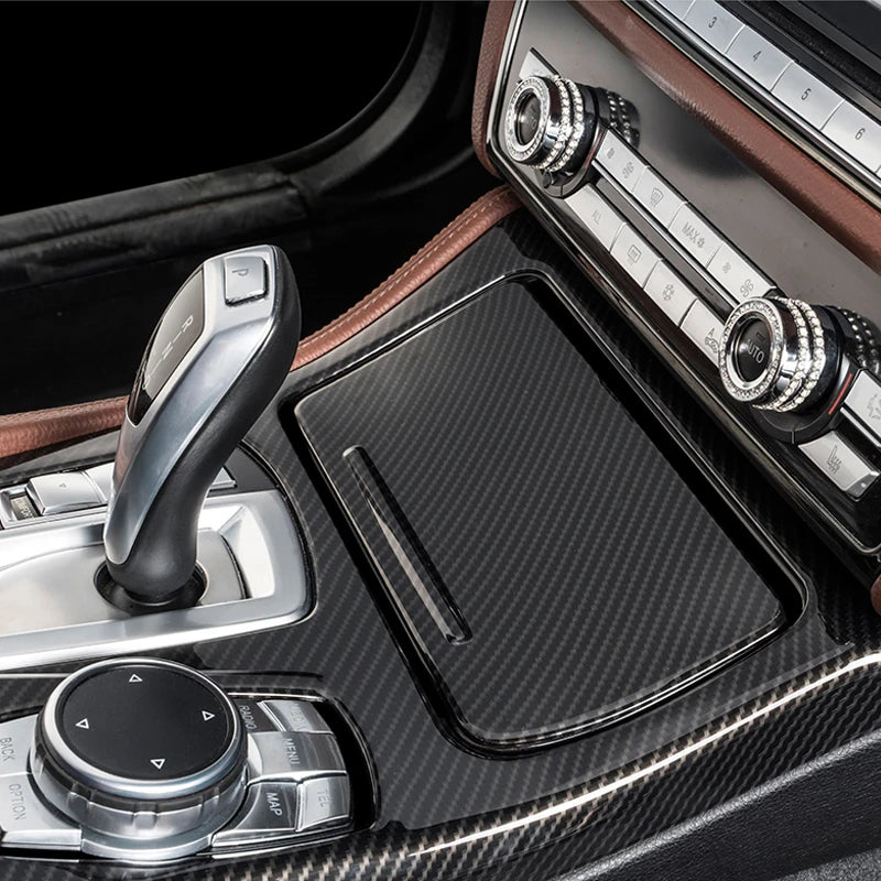 LHD For BMW 5 Series F10 F11 carbon fiber central armrest box cover storage box gear position panel decoration cover auto parts