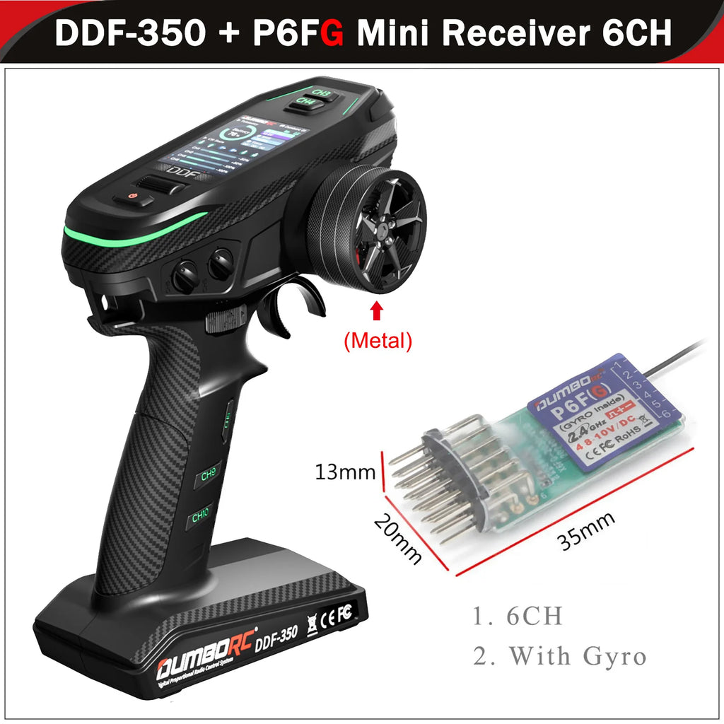 DUMBORC DDF-350 10CH Remote Controller 2.4G 10Channel Transmitter P6F P6DC Gyro Receiver for Drift Car Tank Boat Robot Toy Wltoy